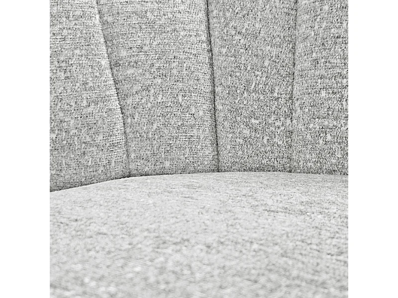 Chaise tissu gris clair chiné à dossier coquillage pieds métal - SIMON