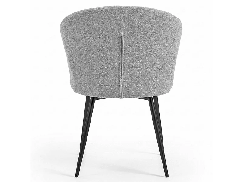 Chaise tissu gris chiné à dossier coquillage pieds métal - SIMON