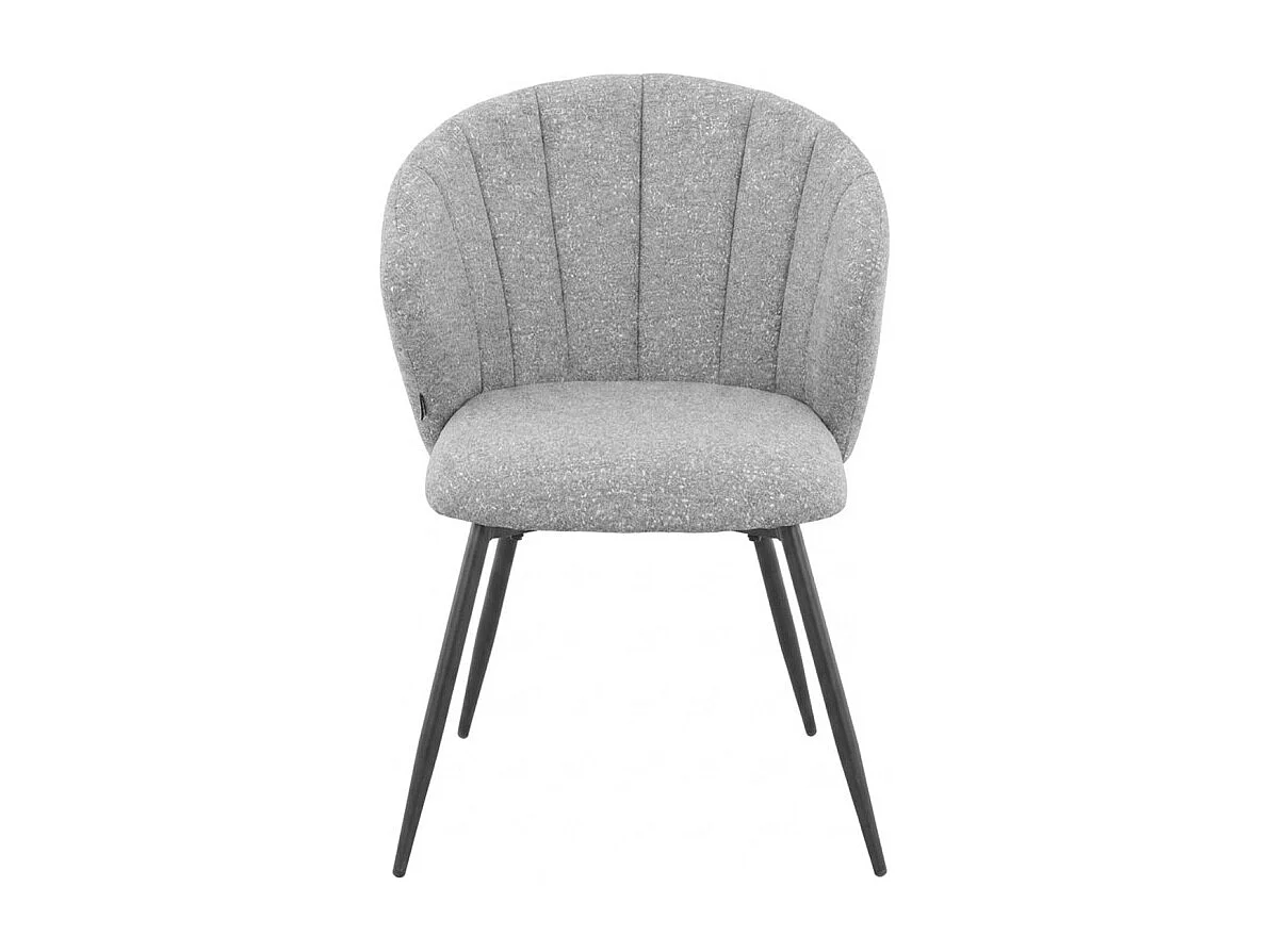 Lot de 2 chaises dossier coquillage en tissu chiné doux gris - SIMON