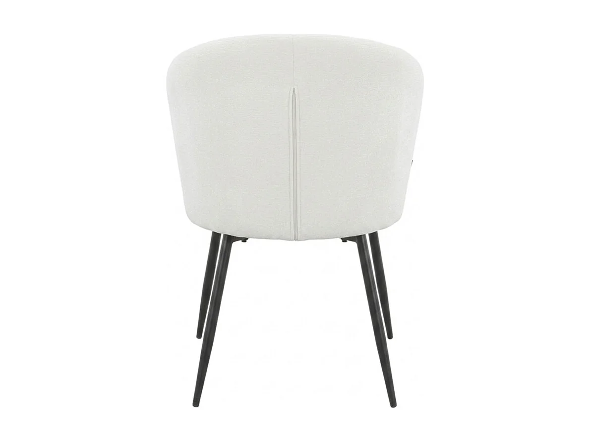 Lot de 2 chaises dossier coquillage en tissu chiné doux blanc - SIMON