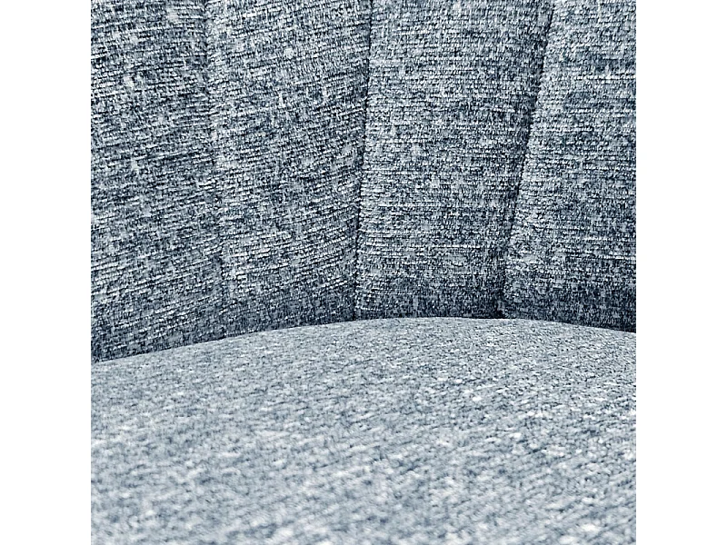 Chaise tissu bleu chiné à dossier coquillage pieds métal - SIMON