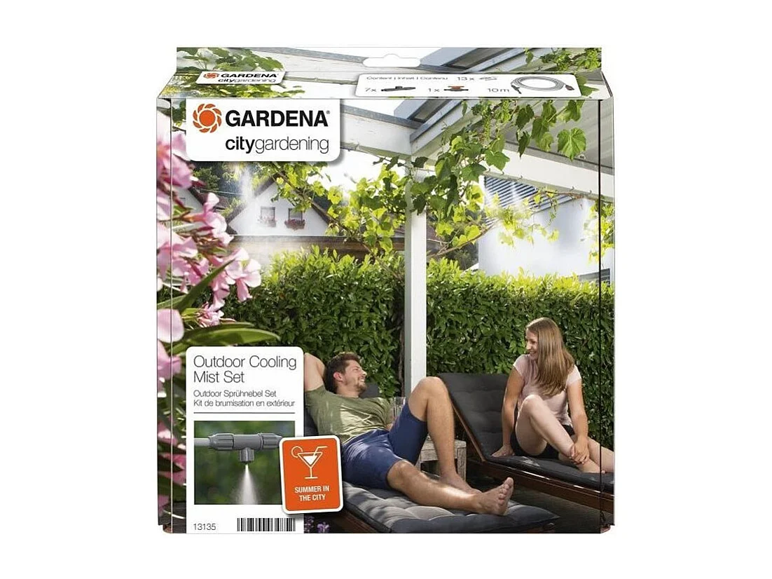 Kit de nebulización para terraza y balcón GARDENA - Manguera de 10m, 7 boquillas, caudal de 13l/h, fácil instalación