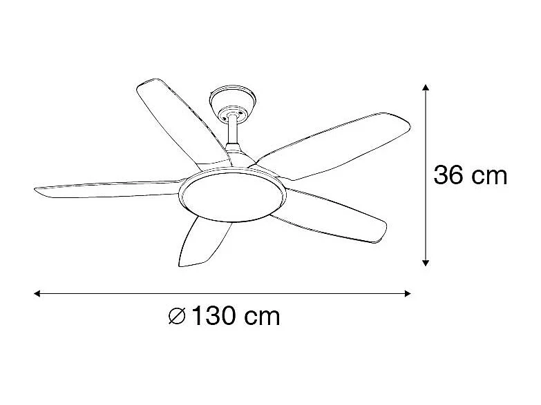 Ventilateur de plafond moderne noir avec télécommande avec LED - Vifte
