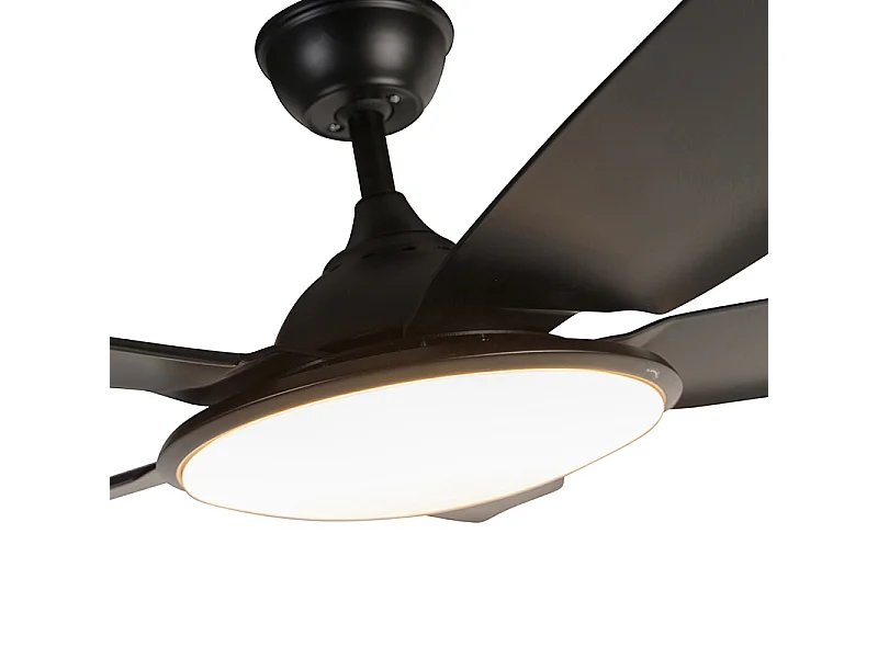 Ventilateur de plafond moderne noir avec télécommande avec LED - Vifte