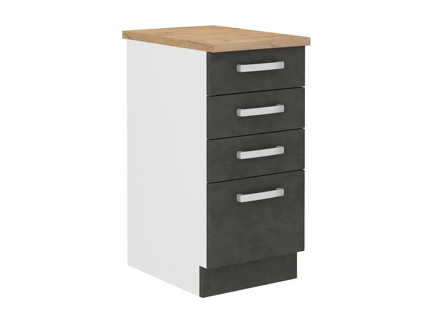 Meuble bas 4 tiroirs avec plan de travail - Gris mat - 40 x 51,6 x 85 cm - LASSEN