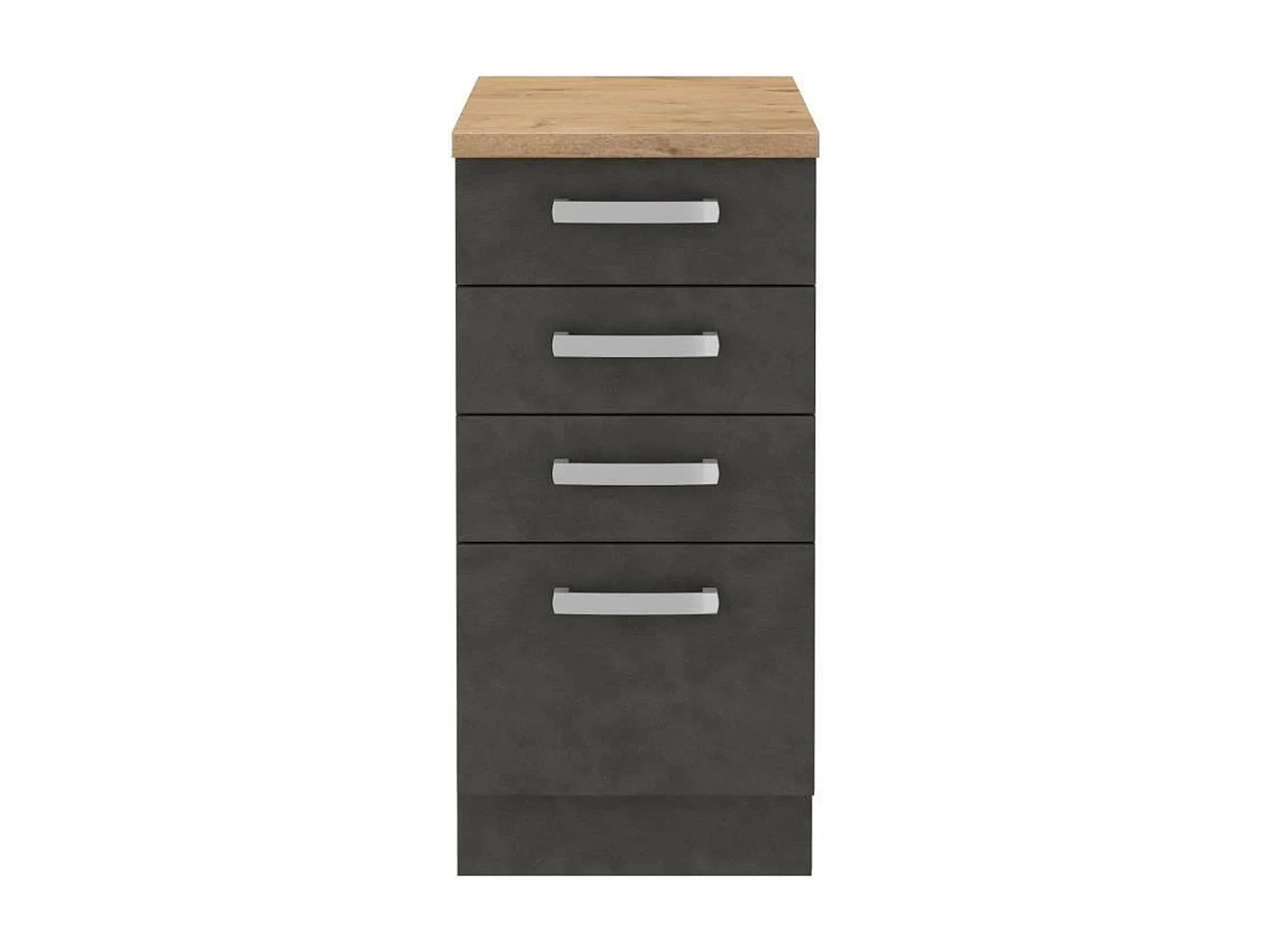 Meuble bas 4 tiroirs avec plan de travail - Gris mat - 40 x 51,6 x 85 cm - LASSEN