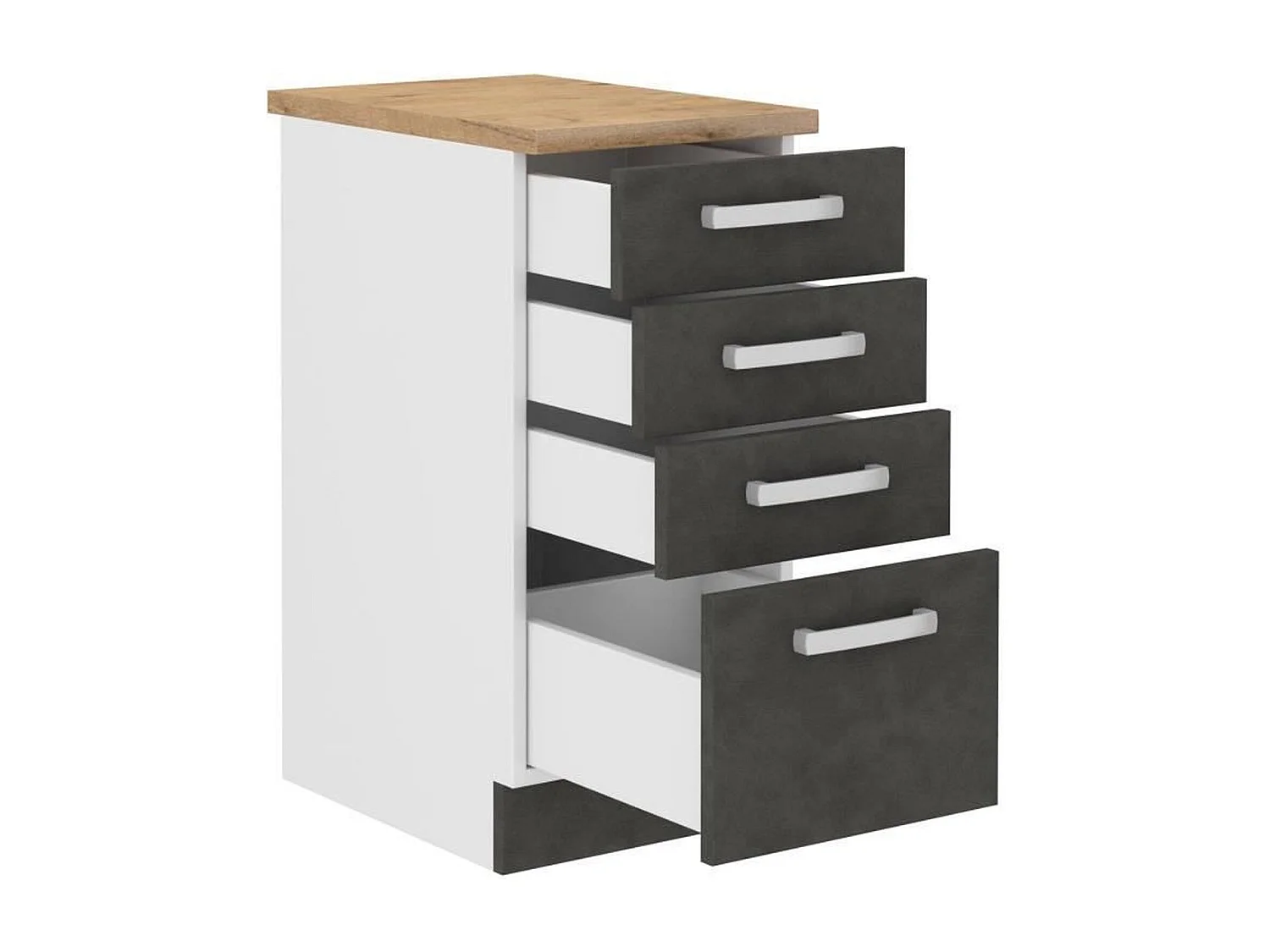 Meuble bas 4 tiroirs avec plan de travail - Gris mat - 40 x 51,6 x 85 cm - LASSEN