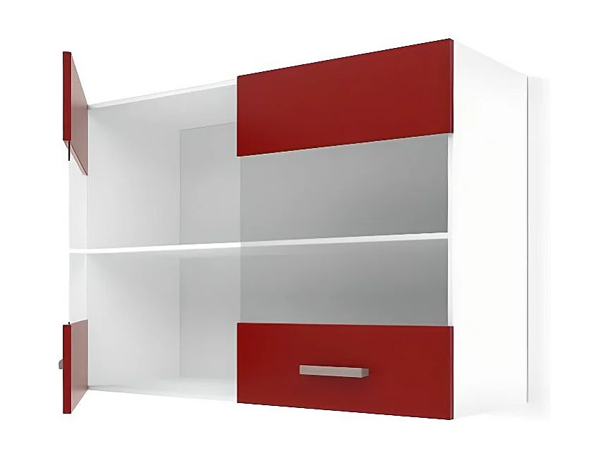 Meuble haut vitré ULTRA AUCUNE L 80 x P 31 x H 55 cm, 2 portes vitrées, rouge mat