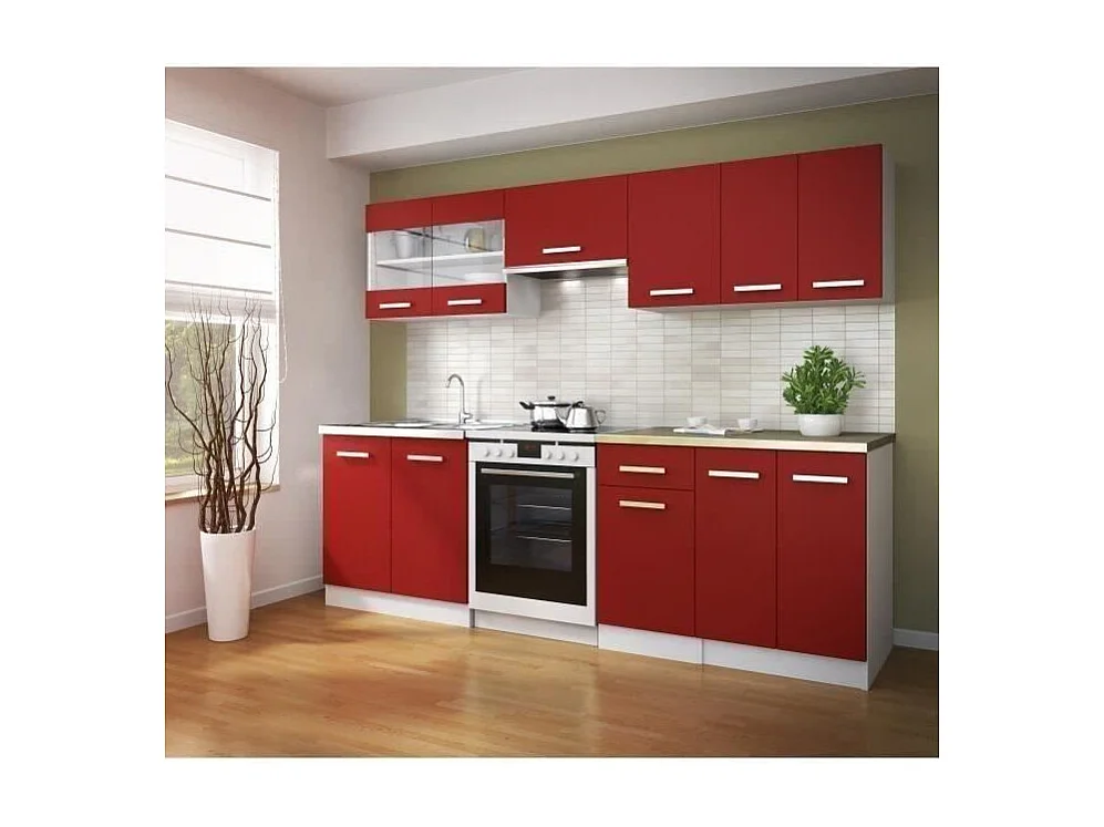 Meuble haut vitré ULTRA AUCUNE L 80 x P 31 x H 55 cm, 2 portes vitrées, rouge mat
