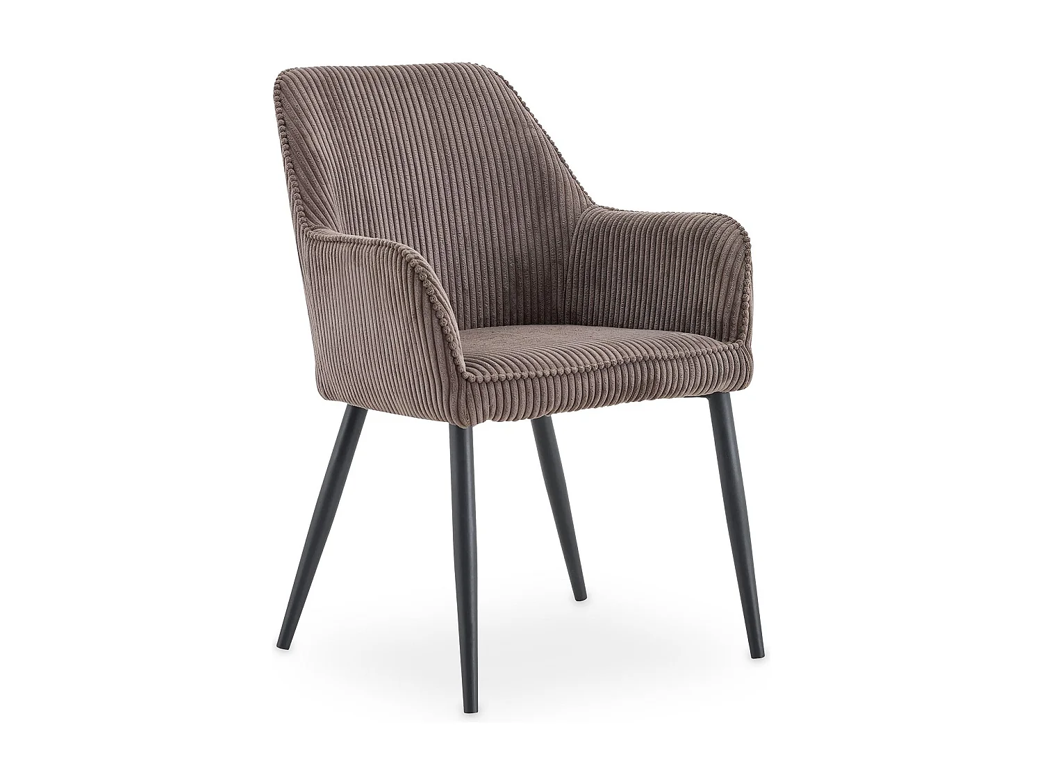 Lot de 2 Chaises de Salle à Manger VERONA en Tissu Coloris Taupe Avec Accoudoirs, Assise Rembourrée et Dossier Enveloppant