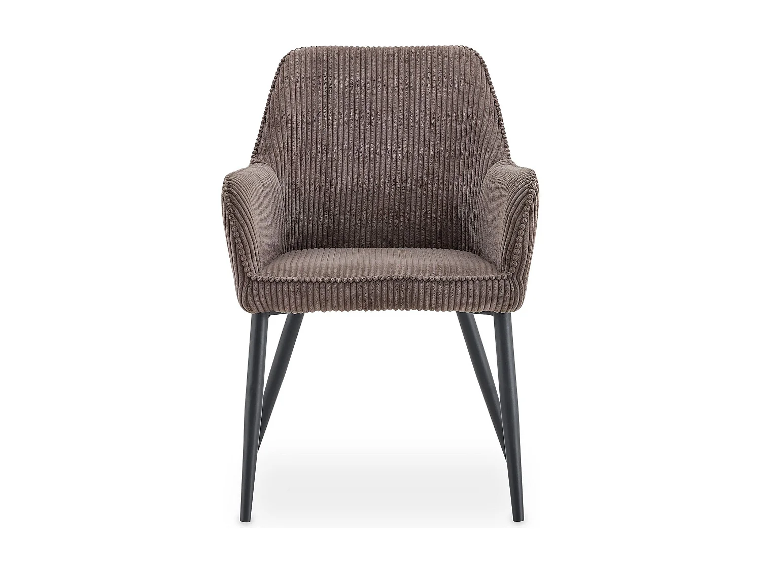 Lot de 2 Chaises de Salle à Manger VERONA en Tissu Coloris Taupe Avec Accoudoirs, Assise Rembourrée et Dossier Enveloppant