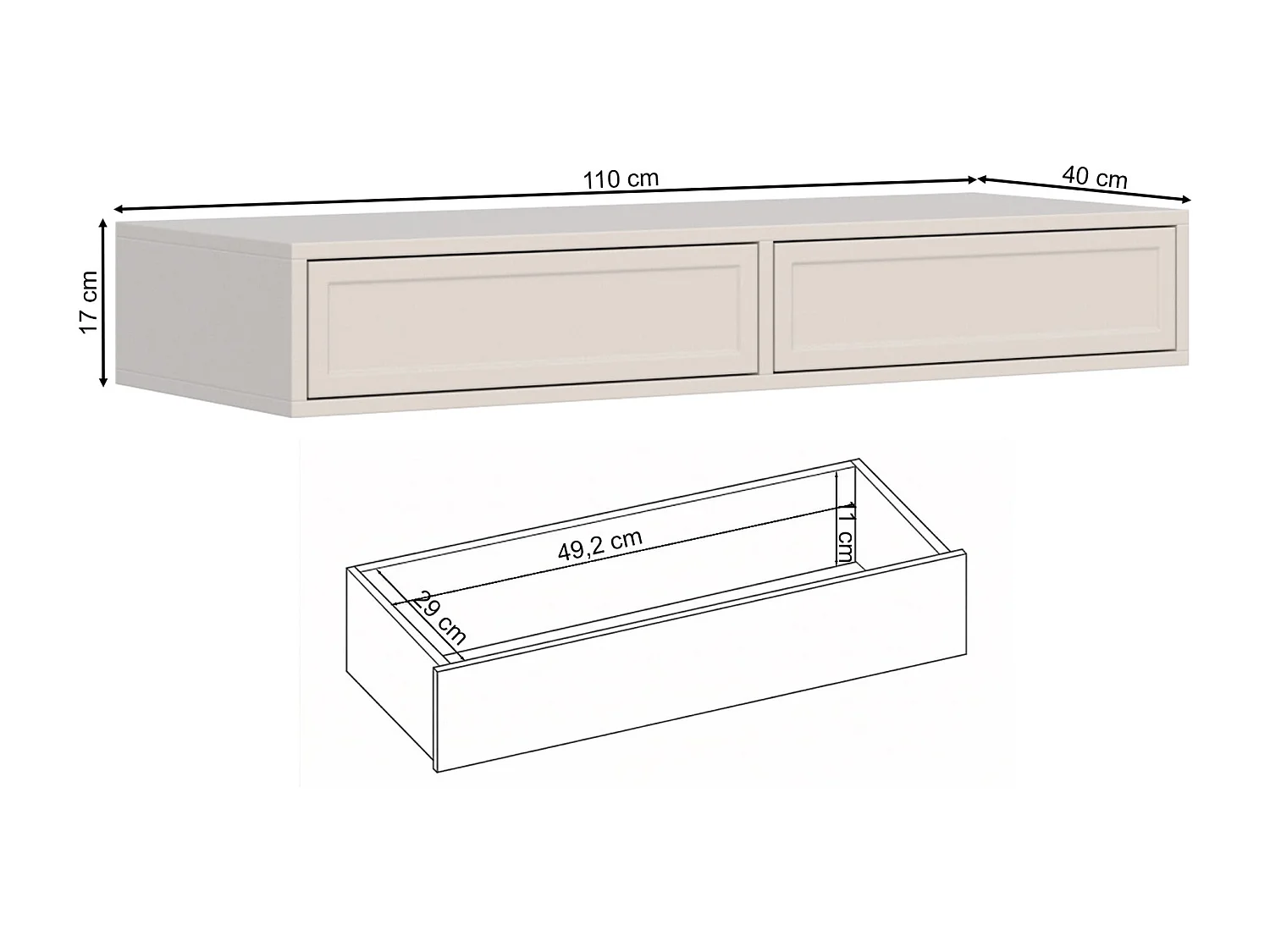 Coiffeuse 2 tiroirs - 110 cm - blanc - VELVETO