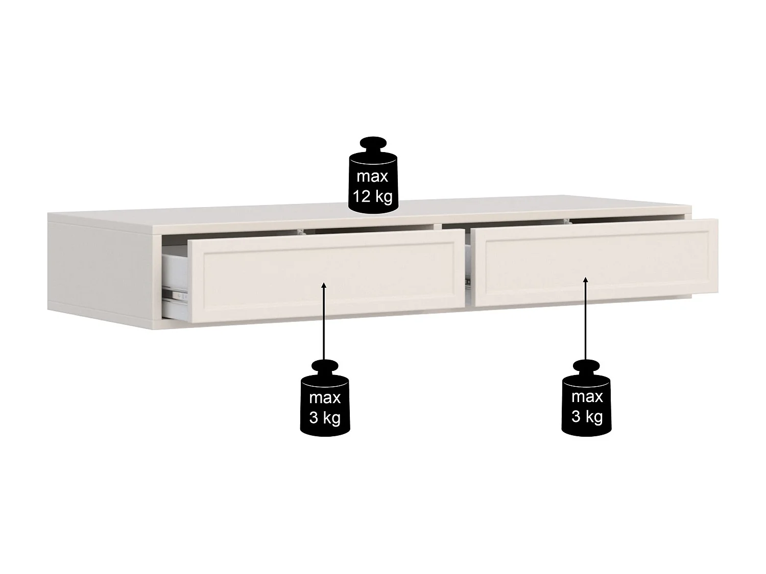 Coiffeuse 2 tiroirs - 110 cm - blanc - VELVETO
