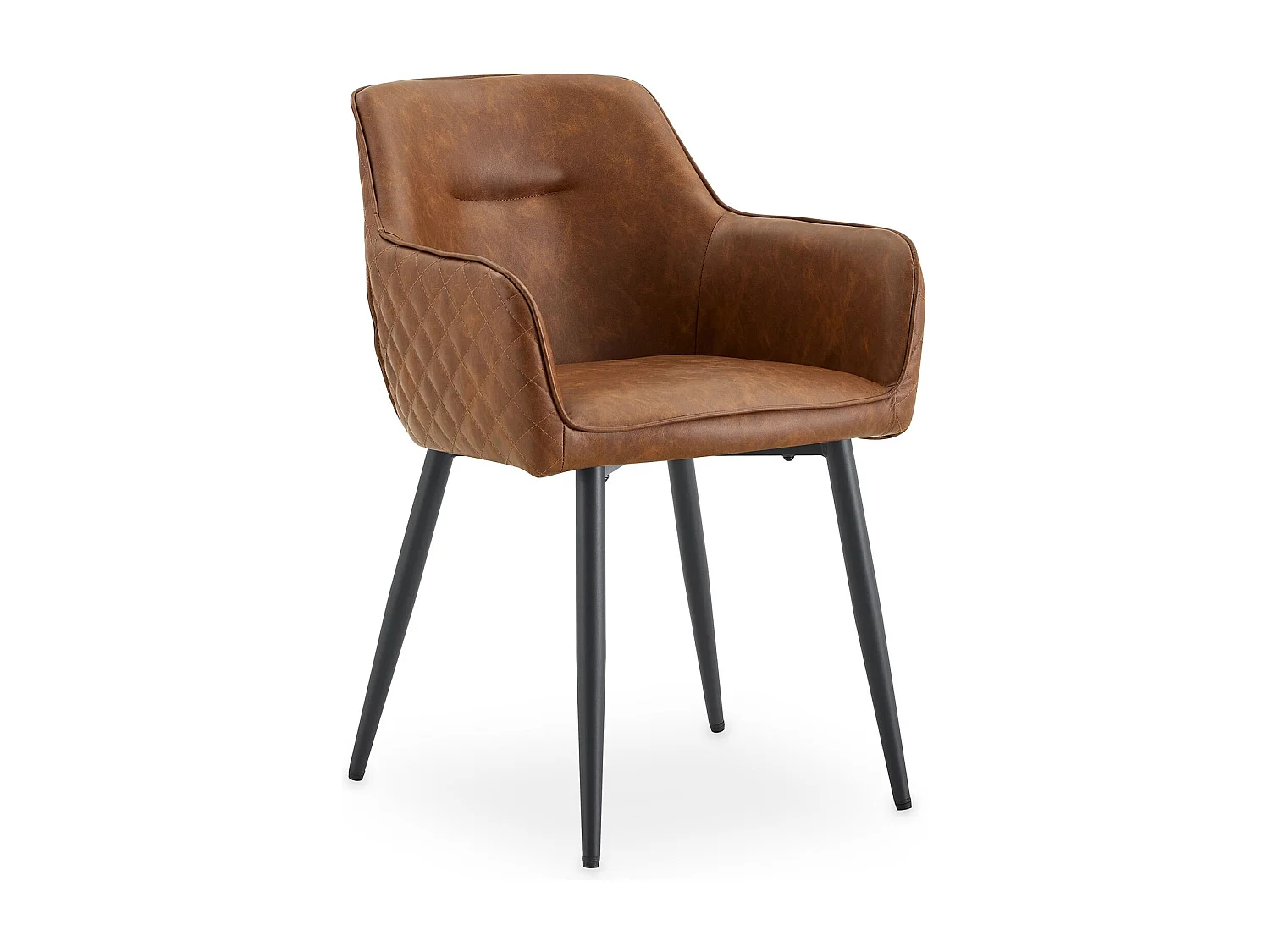 Lot de 2 Chaises LISBON en Simili Cuir Brun, Chaise de Salle à Manger et Cuisine au Look Vintage, Dossier Enveloppant