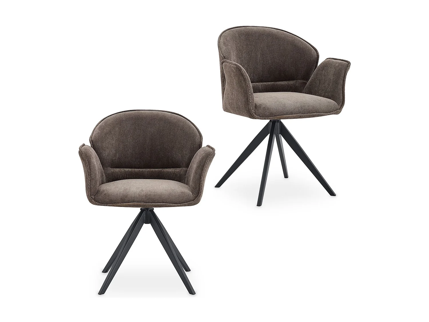 Lot de 2 Chaises de Salle à Manger GIRONA en Tissu Gris Pierre Avec Accoudoirs, Assise Rembourrée et Dossier Enveloppant