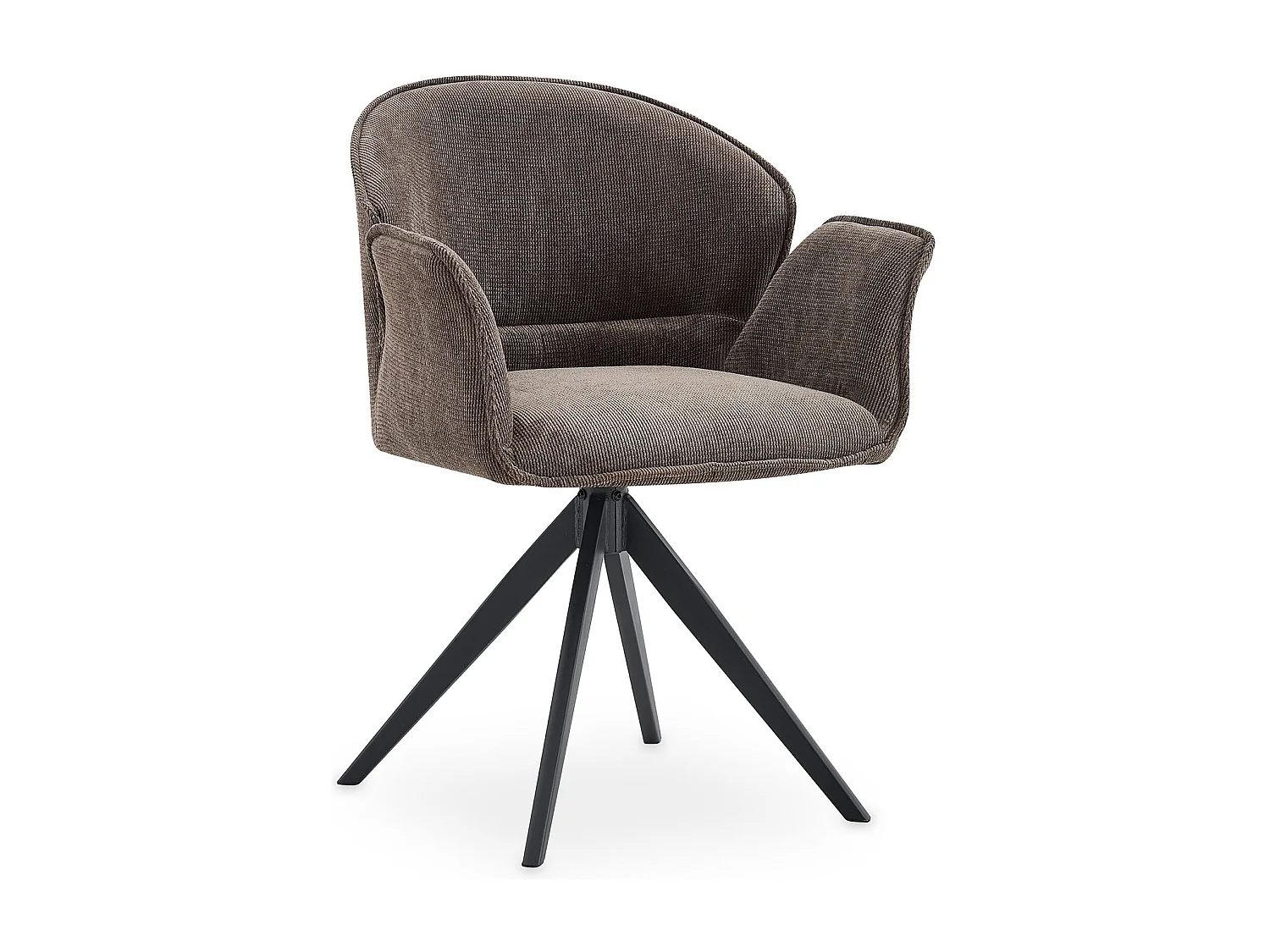 Lot de 2 Chaises de Salle à Manger GIRONA en Tissu Gris Pierre Avec Accoudoirs, Assise Rembourrée et Dossier Enveloppant
