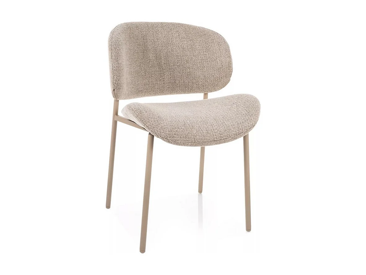 Chaise tissu beige design avec pieds métal cachemire Lovel