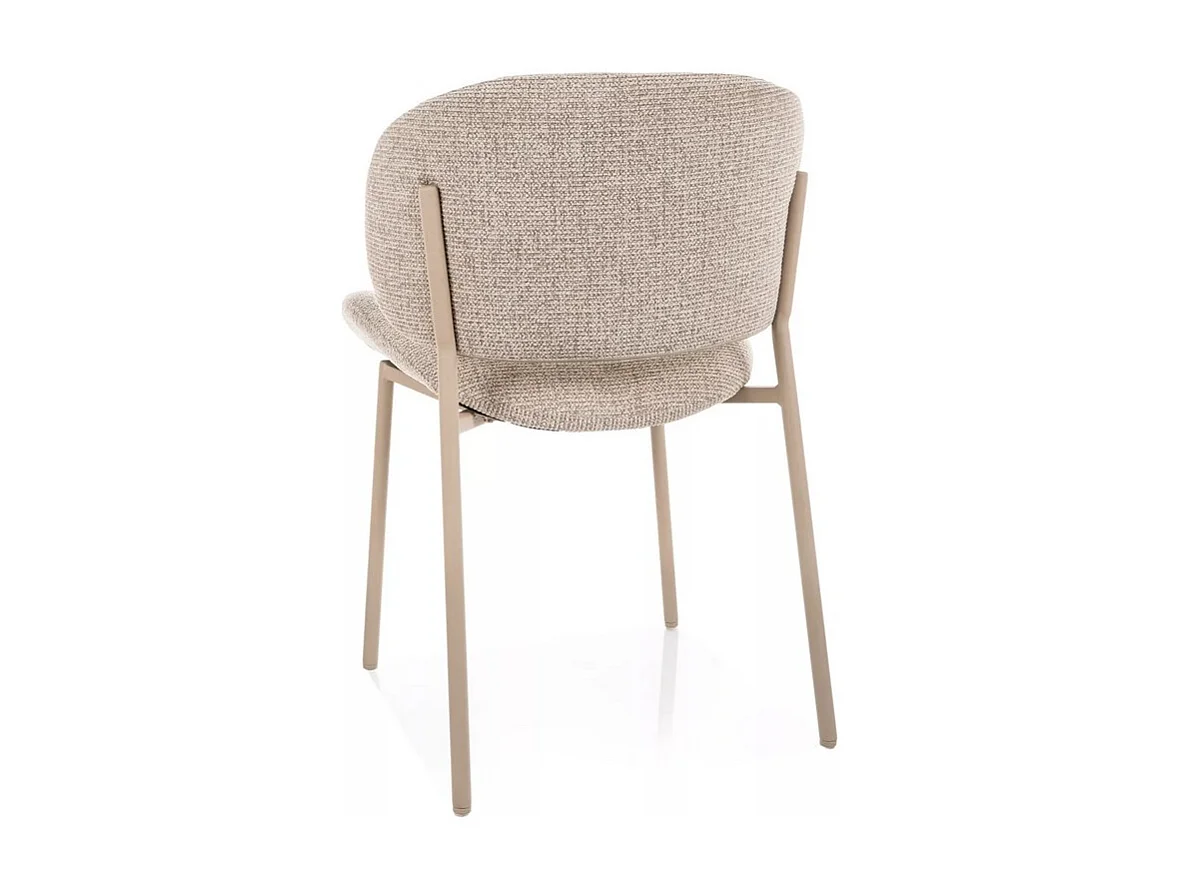 Chaise tissu beige design avec pieds métal cachemire Lovel