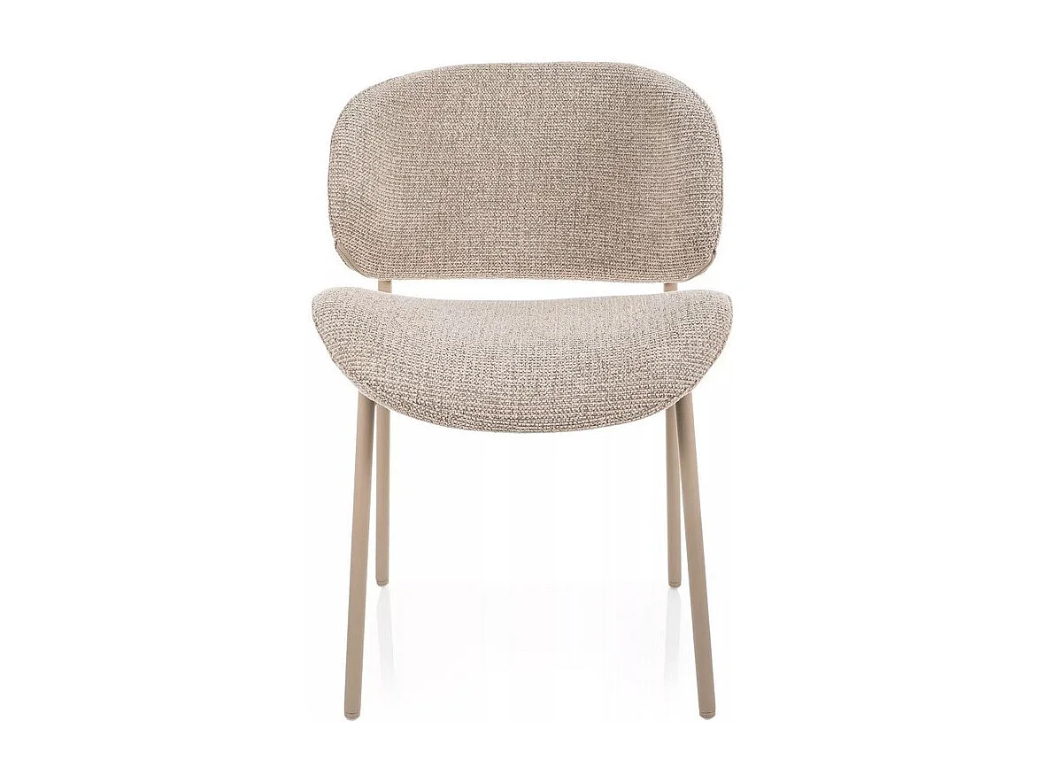 Chaise tissu beige design avec pieds métal cachemire Lovel