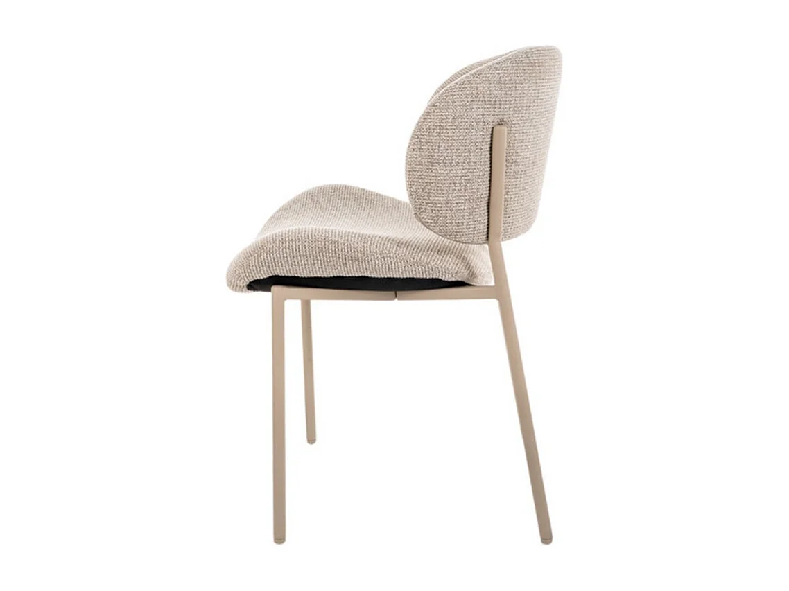 Chaise tissu beige design avec pieds métal cachemire Lovel