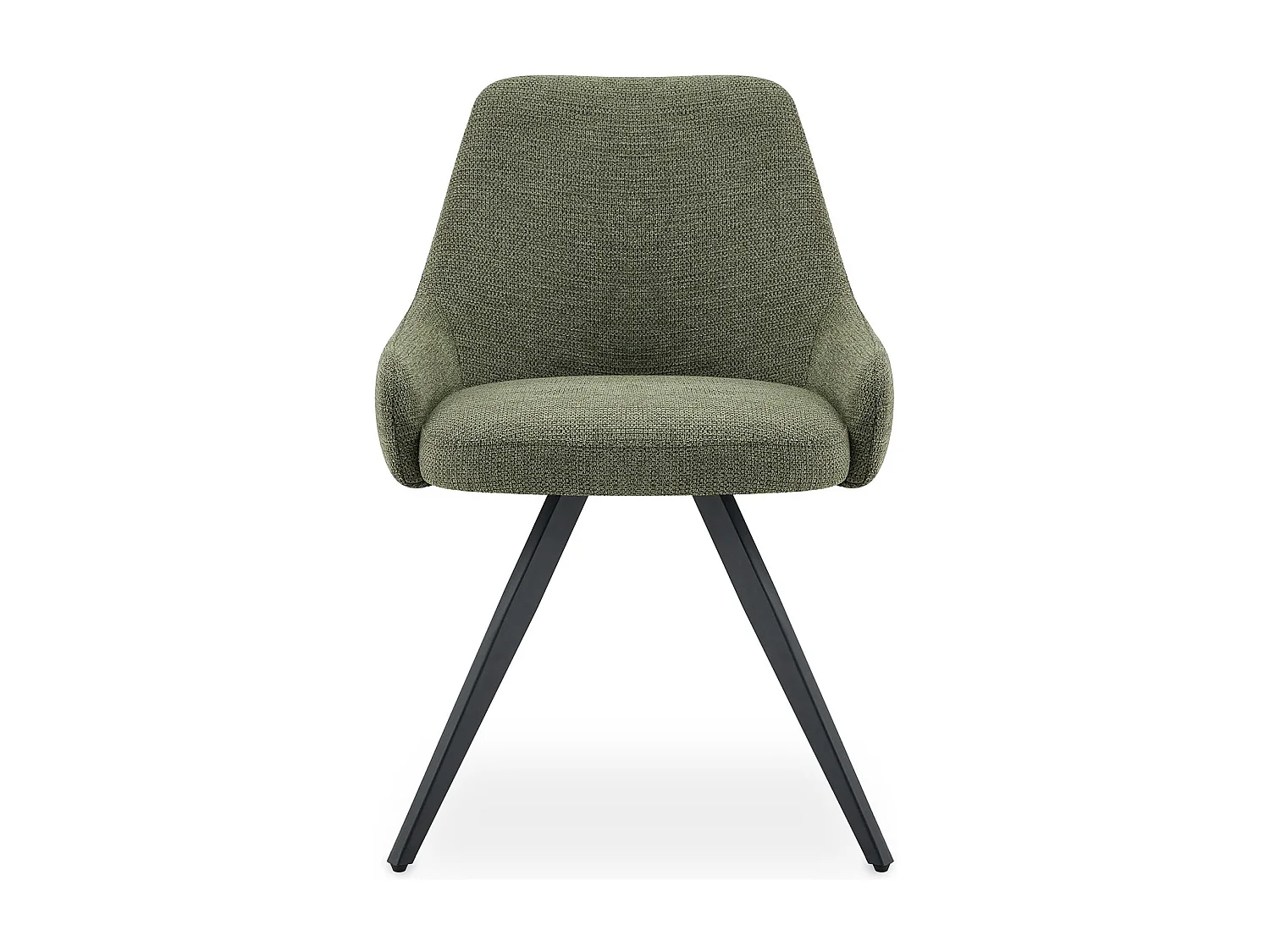 Lot de 2 Chaises de Salle à Manger VIGO en Tissu Vert Avec Accoudoirs, Assise Rembourrée et Dossier Enveloppant, Pieds en Métal