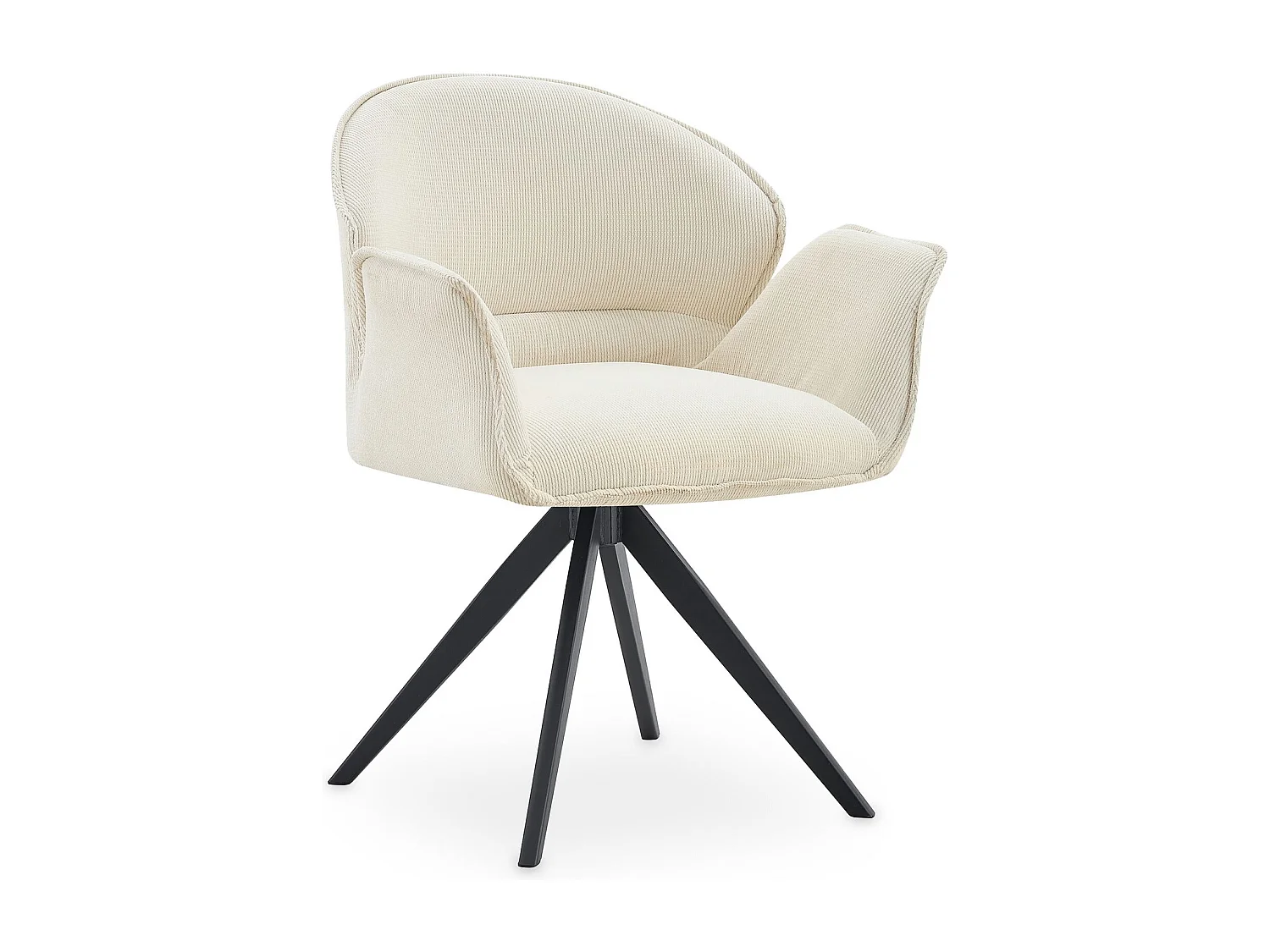 Lot de 2 Chaises de Salle à Manger GIRONA en Tissu Blanc Crème Avec Accoudoirs, Assise Rembourrée et Dossier Enveloppant