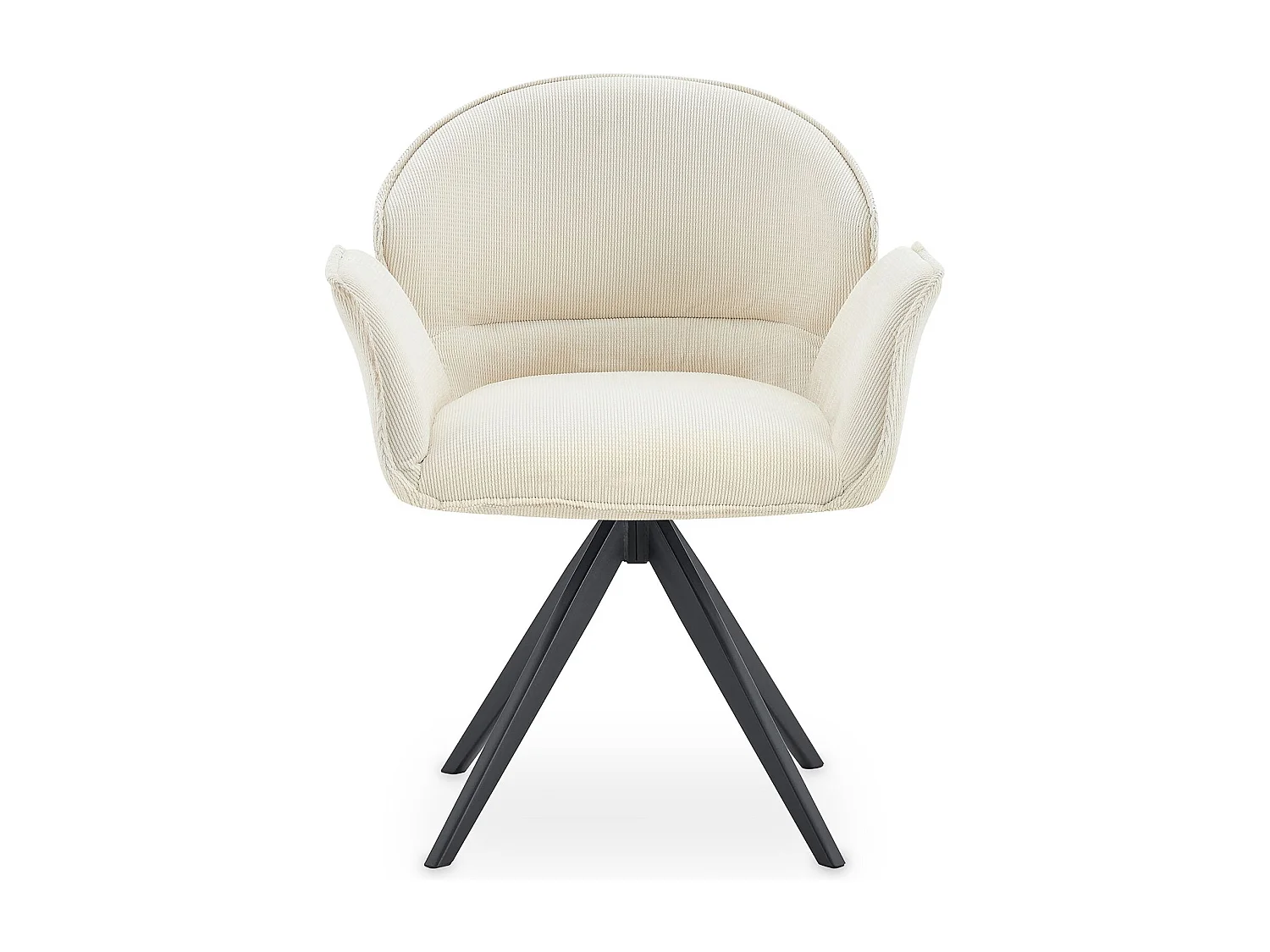 Lot de 2 Chaises de Salle à Manger GIRONA en Tissu Blanc Crème Avec Accoudoirs, Assise Rembourrée et Dossier Enveloppant