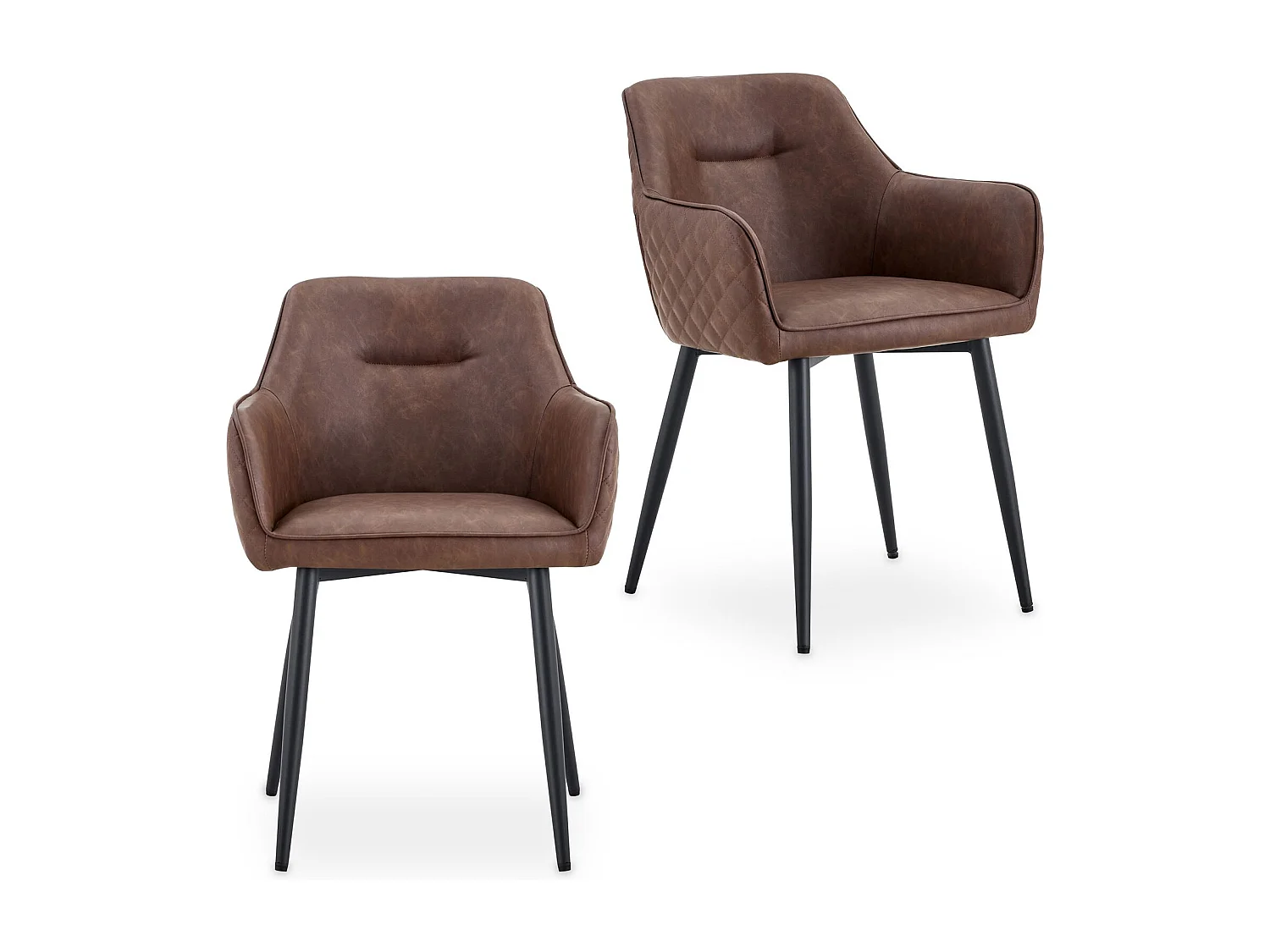 Lot de 2 Chaises LISBON en Simili Cuir Brun Foncé, Chaise de Salle à Manger et Cuisine au Look Vintage, Dossier Enveloppant