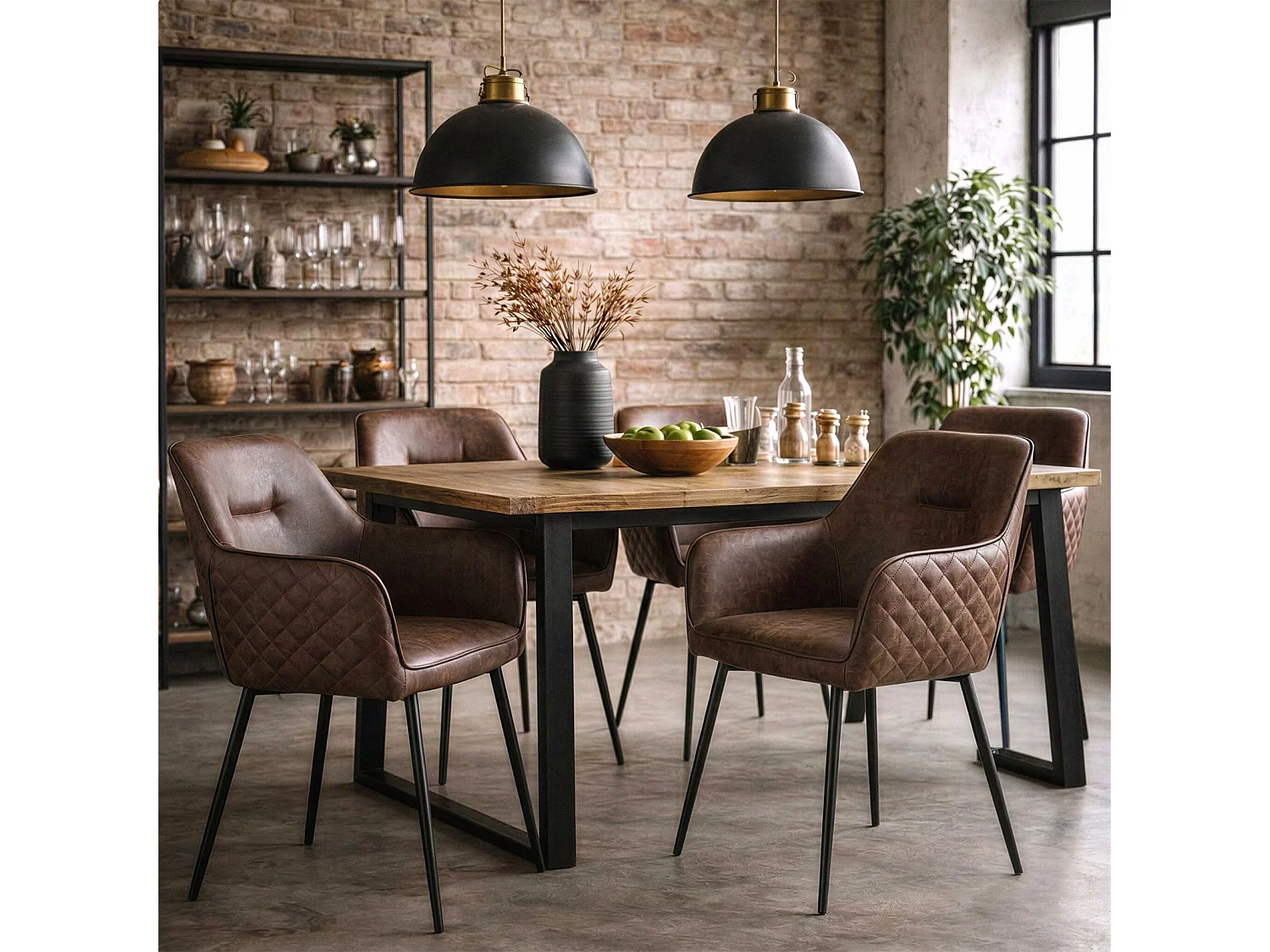 Lot de 2 Chaises LISBON en Simili Cuir Brun Foncé, Chaise de Salle à Manger et Cuisine au Look Vintage, Dossier Enveloppant