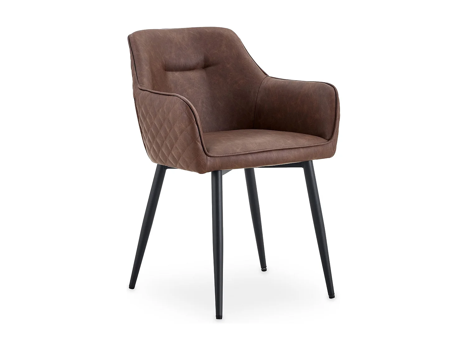 Lot de 2 Chaises LISBON en Simili Cuir Brun Foncé, Chaise de Salle à Manger et Cuisine au Look Vintage, Dossier Enveloppant