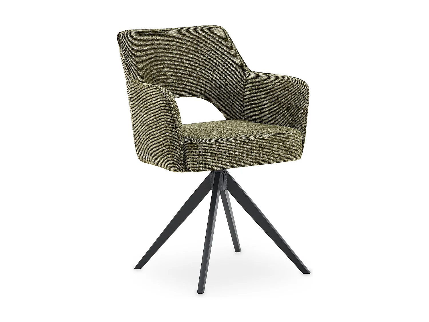 Lot de 2 Chaises de Salle à Manger FLORENCE en Tissu Vert Avec Accoudoirs, Assise Rembourrée et Dossier Ajouré Enveloppant