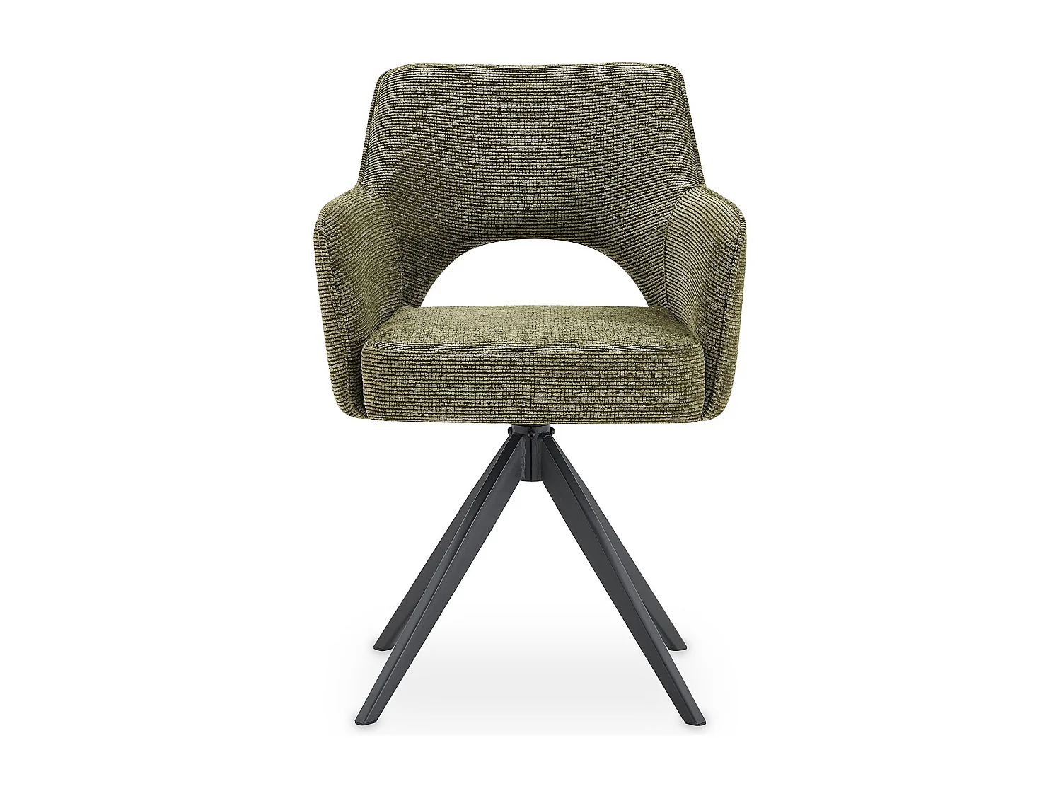 Lot de 2 Chaises de Salle à Manger FLORENCE en Tissu Vert Avec Accoudoirs, Assise Rembourrée et Dossier Ajouré Enveloppant