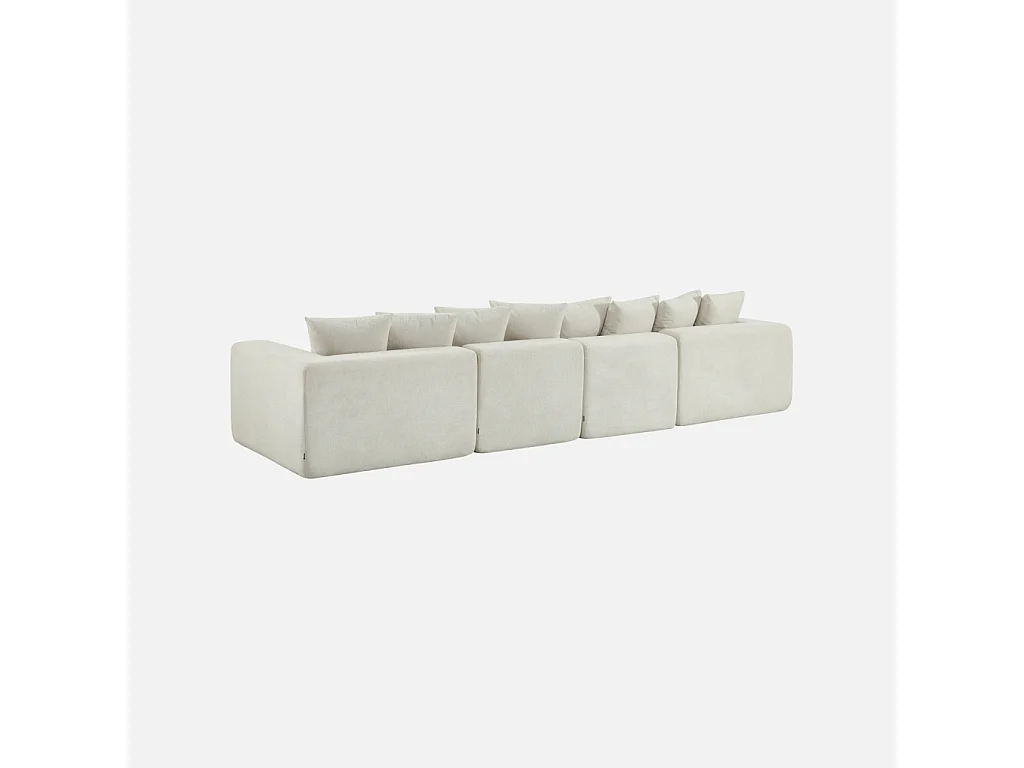 Canapé modulable tissu chenille 5 places blanc - Movi