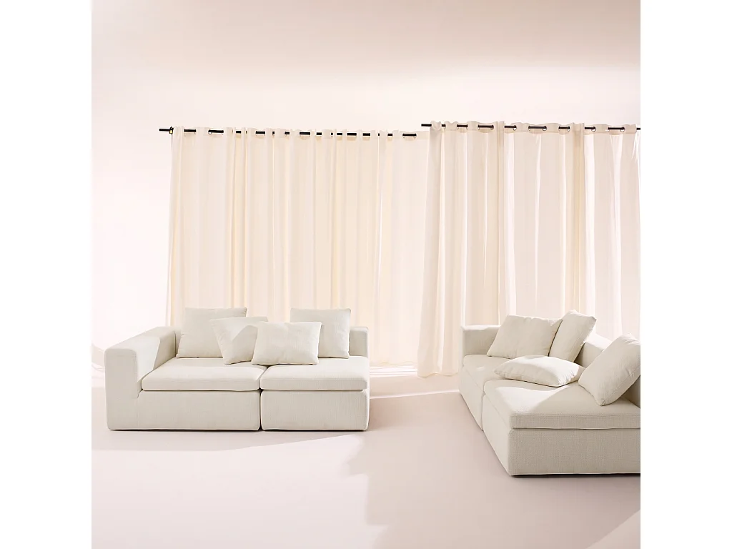 Canapé d'angle 5 places en tissu chenille blanc MOVI