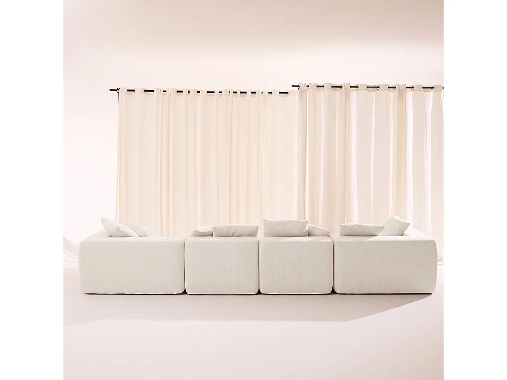 Canapé d'angle 5 places en tissu chenille blanc MOVI