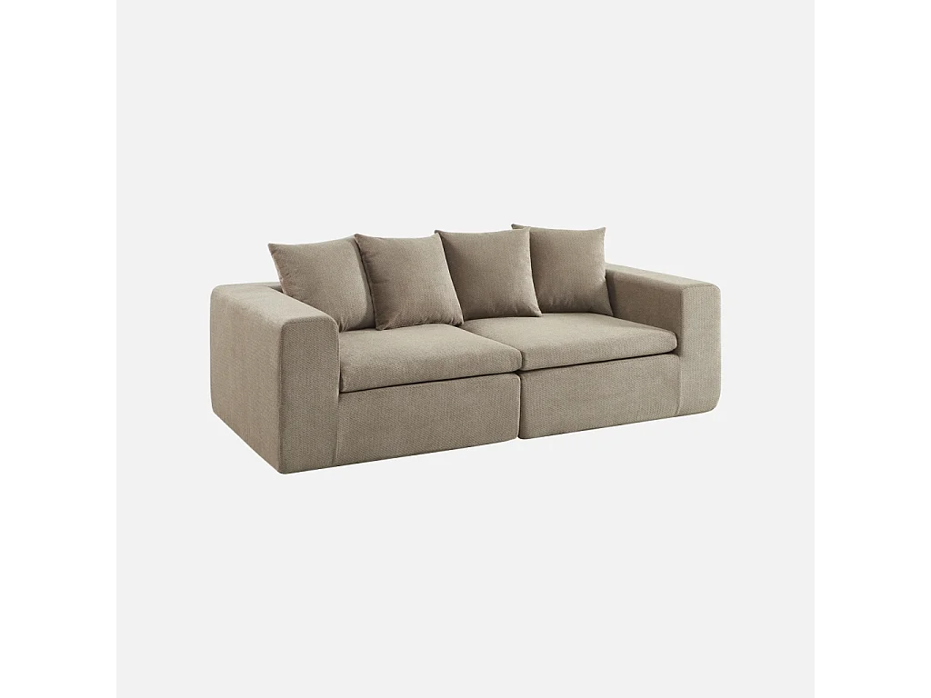 Canapé modulable tissu chenille 2 places beige foncé - Movi