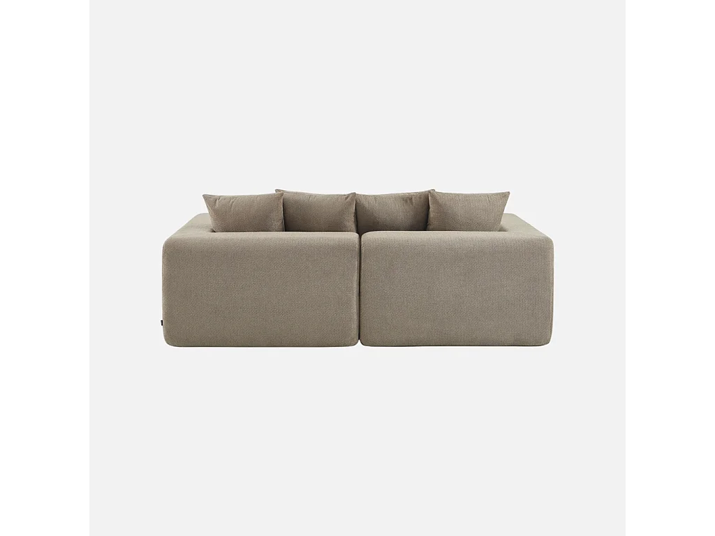 Canapé modulable tissu chenille 2 places beige foncé - Movi