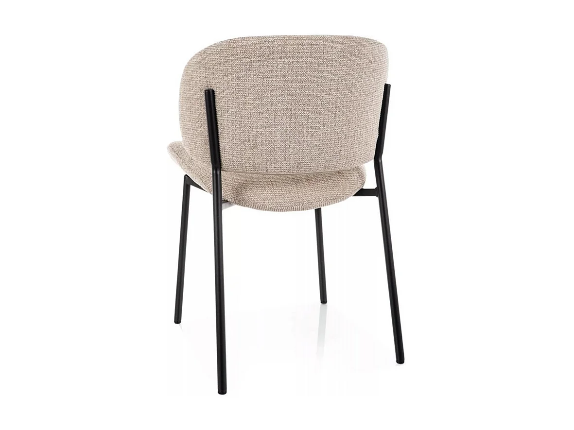 Chaise de salle moderne en tissu beige et pied métal Lovel