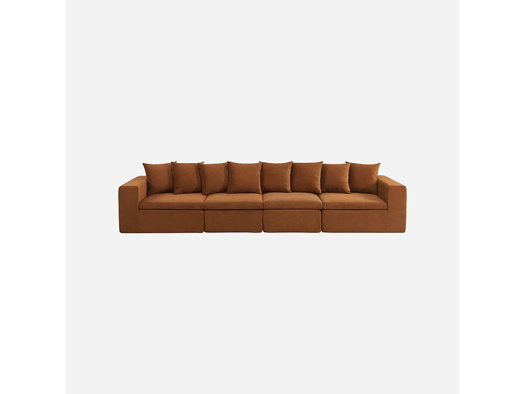Canapé modulable tissu chenille 5 places terracotta - Movi