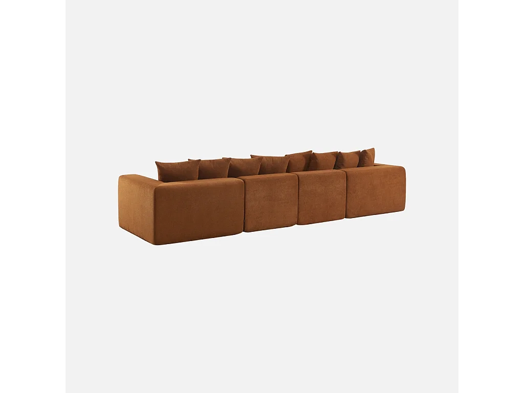 Canapé modulable tissu chenille 5 places terracotta - Movi