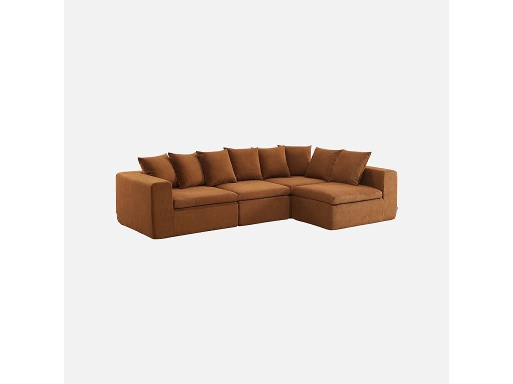 Canapé modulable tissu chenille 5 places terracotta - Movi