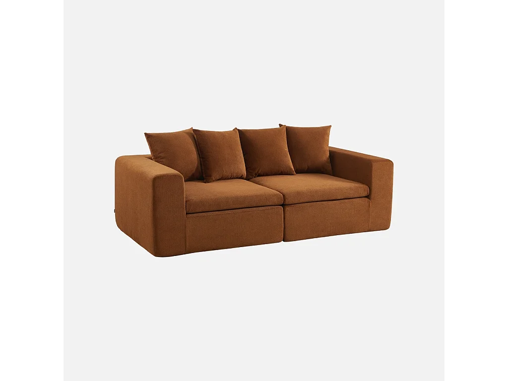 Canapé modulable tissu chenille 2 places terracotta - Movi