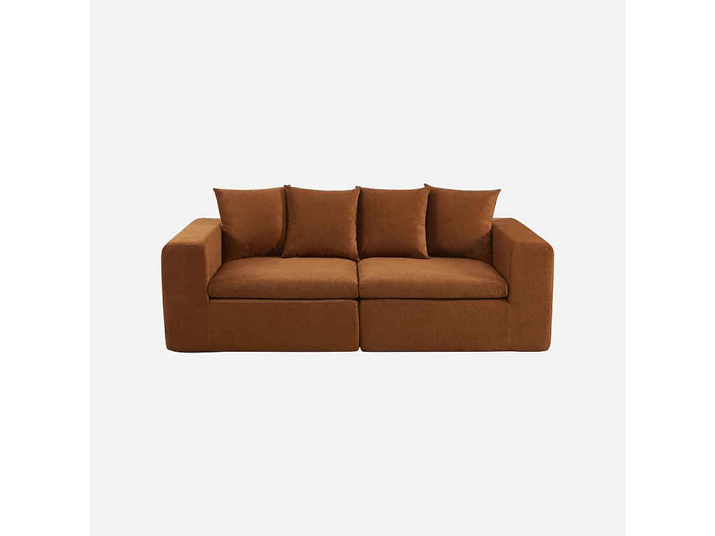 Canapé modulable tissu chenille 2 places terracotta - Movi