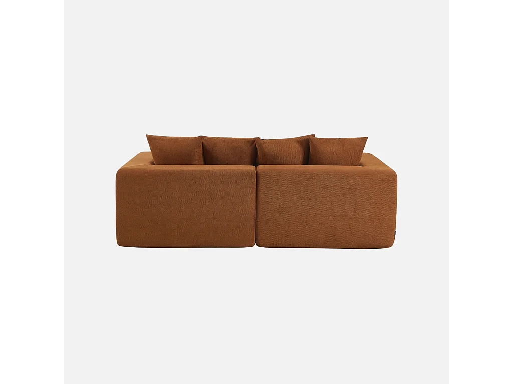 Canapé modulable tissu chenille 2 places terracotta - Movi