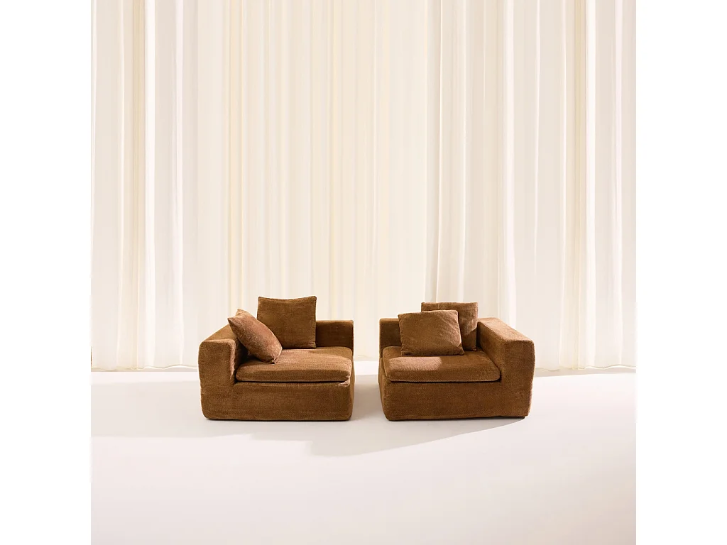 Canapé 3 places en tissu chenille terracotta MOVI