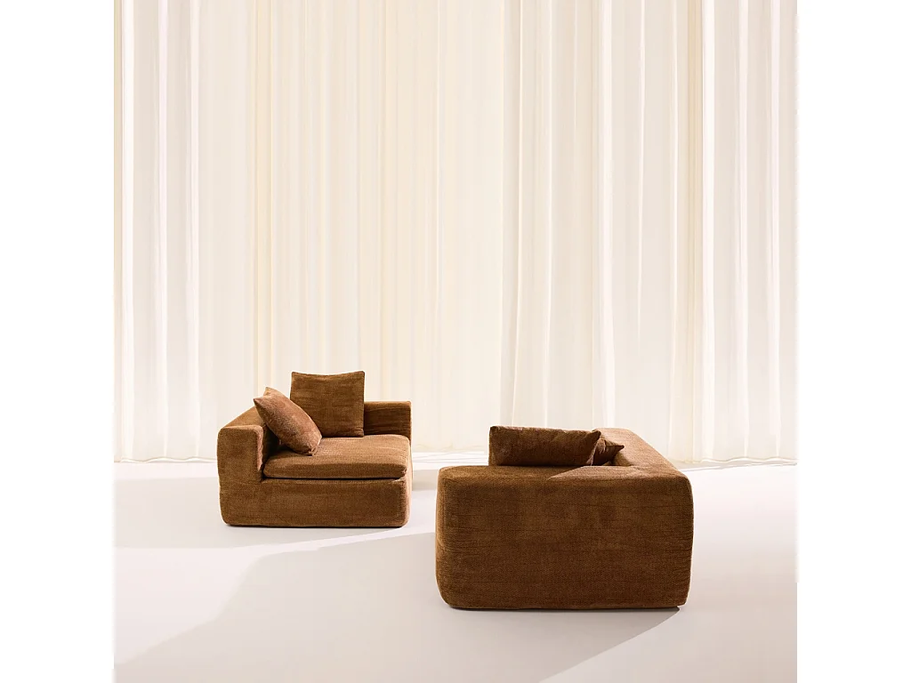 Canapé 3 places en tissu chenille terracotta MOVI