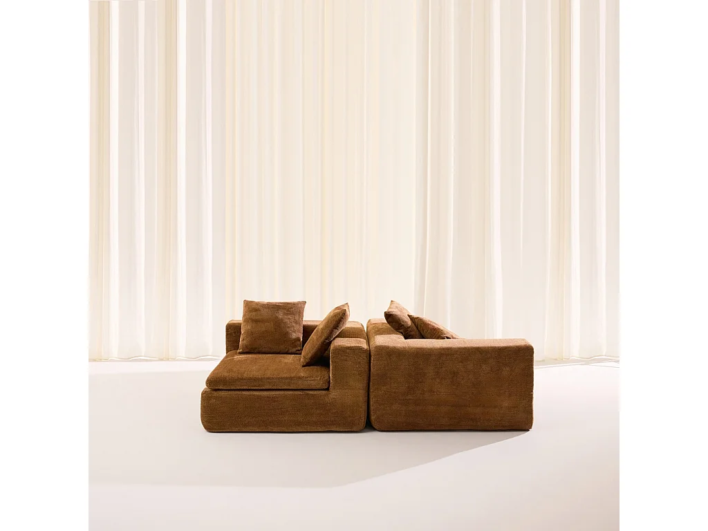 Canapé 3 places en tissu chenille terracotta MOVI