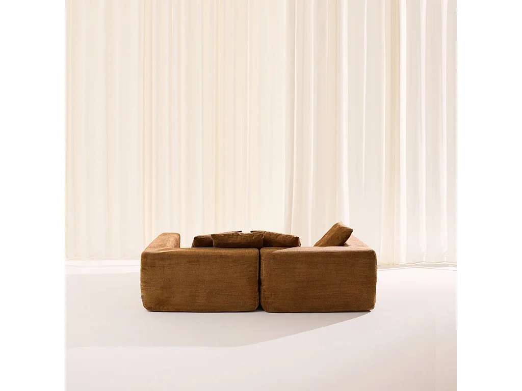 Canapé 3 places en tissu chenille terracotta MOVI