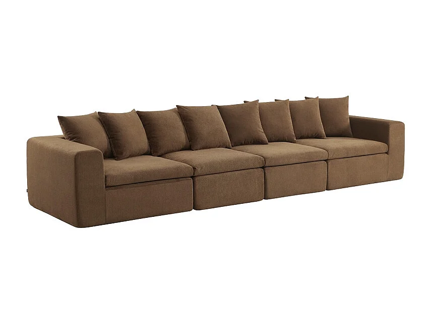 Canapé modulable tissu chenille 5 places marron - Movi