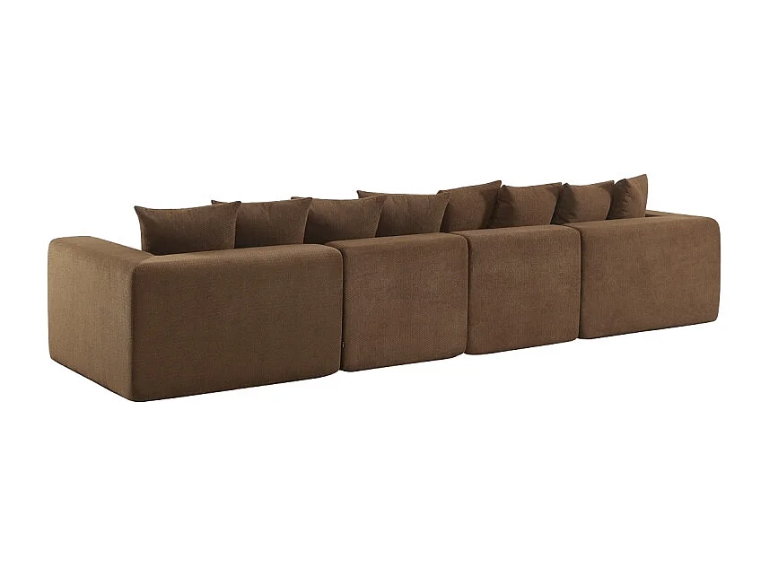 Canapé modulable tissu chenille 5 places marron - Movi